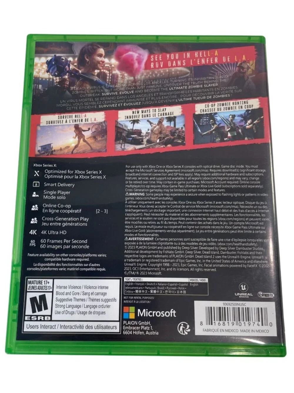 Dead Island 2 Xbox Series X or One Microsoft Rated M Disc Case Artwork  2023